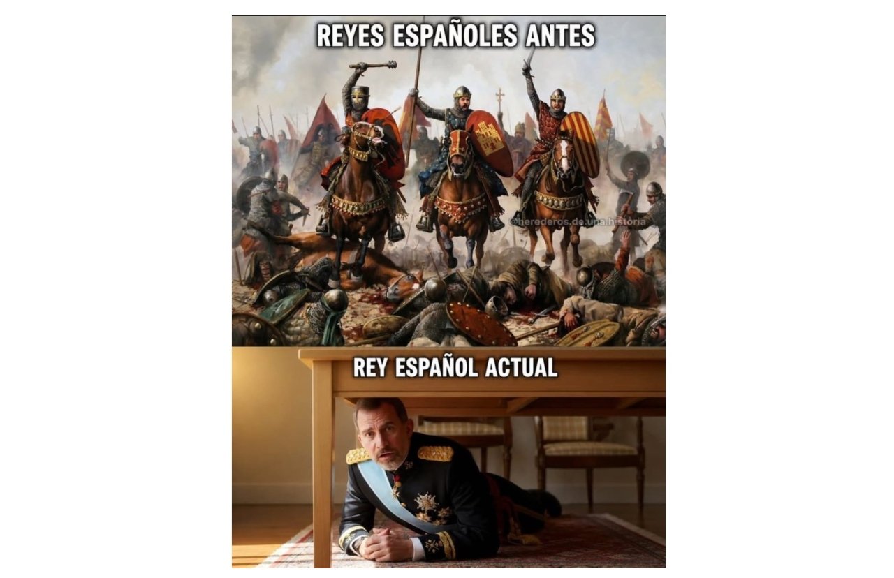 El mural es crudo pero me temo que el Rey de España, después de lo de Ceuta, no se merece otra cosa. La comparación con las actitudes regias en las Navas de Tolosa, viene a la mente de inmediato