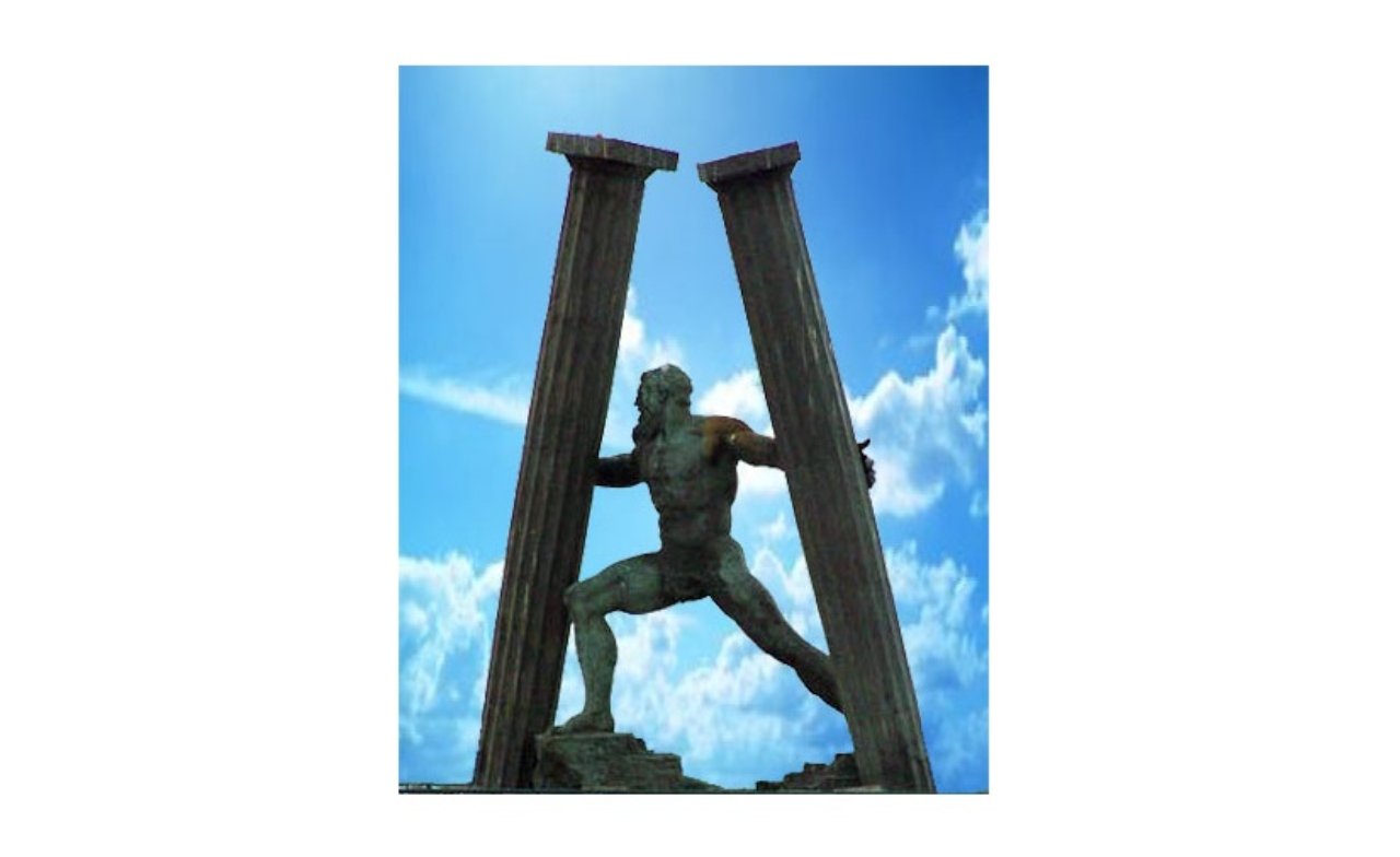 Las dos columnas de Hércules significaban para los antiguos el comienzo del mundo conocido y la defensa del Mar Mediterráneo, alrededor del cual se gestó la civilización romana, es decir el imperio de la ley