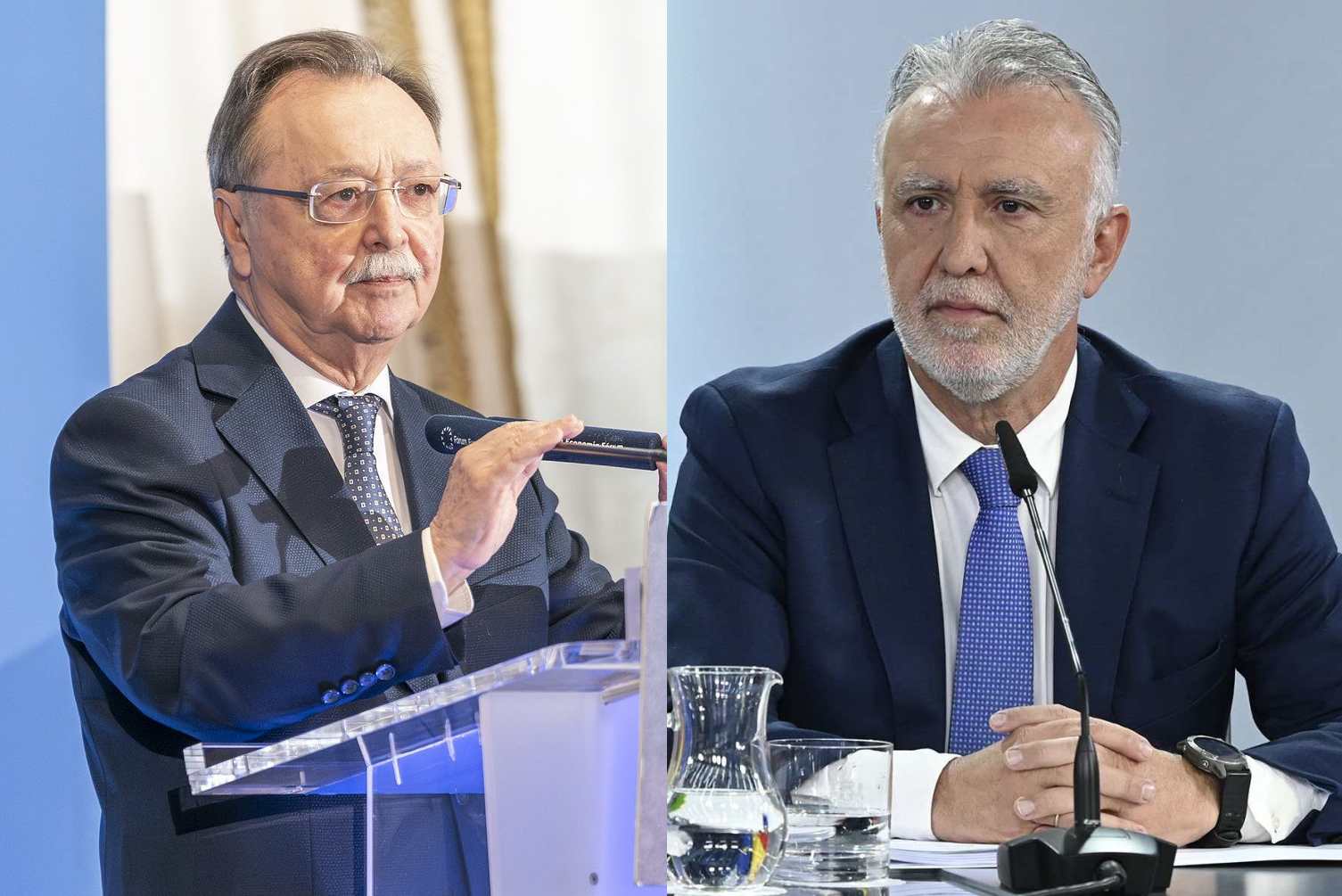 El ministro masoncete, Ángel Víctor Torres (derecha), insiste en negar la realidad tras visitar al presidente de Ceuta, Juan Jesús Vivas