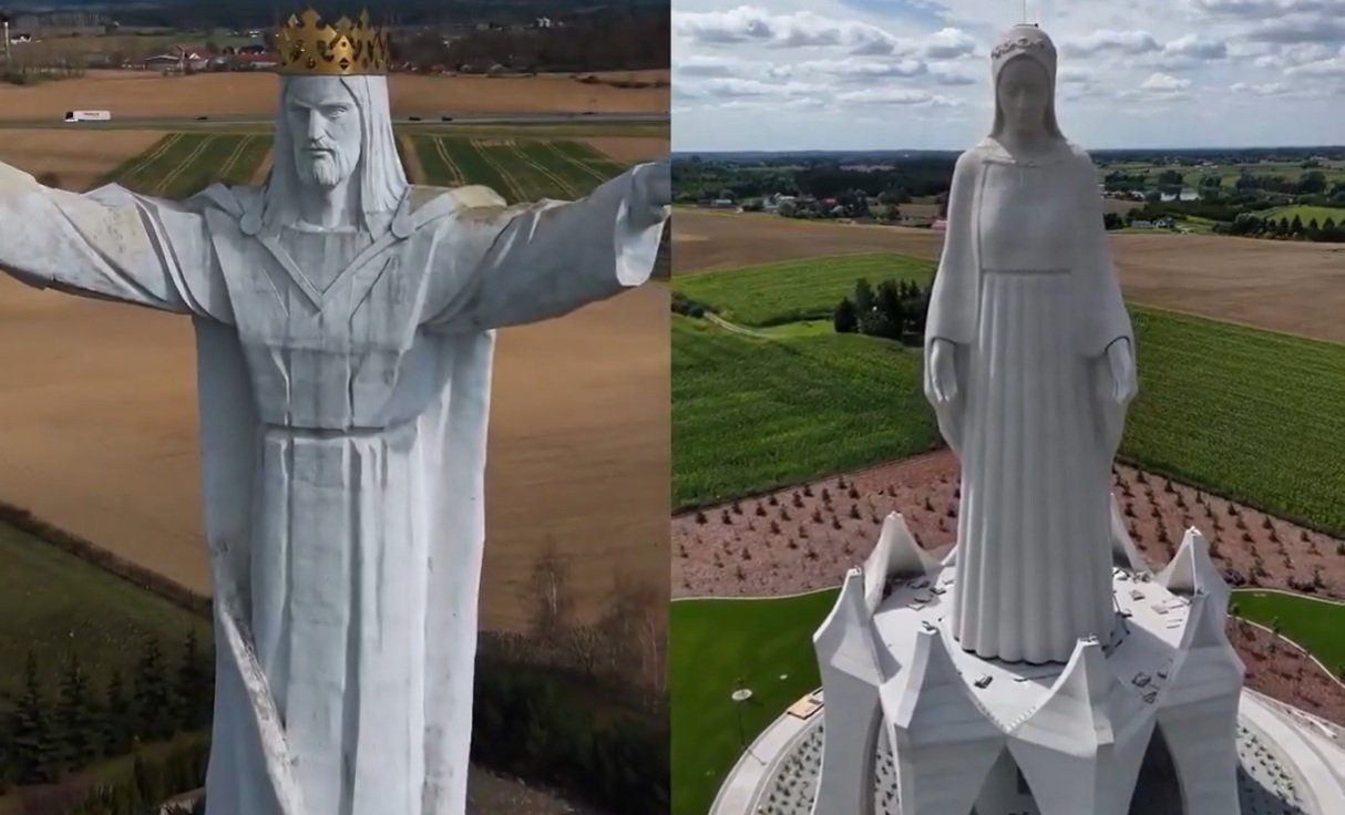 La estatua de Cristo más grande del mundo y la estatua de la Virgen María más grande del mundo están en Polonia