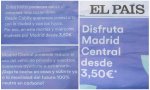 La portada de El País y dos fragmentos de dos de las cuatro páginas que el periódico cede a Cabify