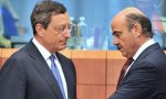 El presidente del BCE, Mario Draghi, y el vicepresidente del mismo, el exministro Luis de Guindos