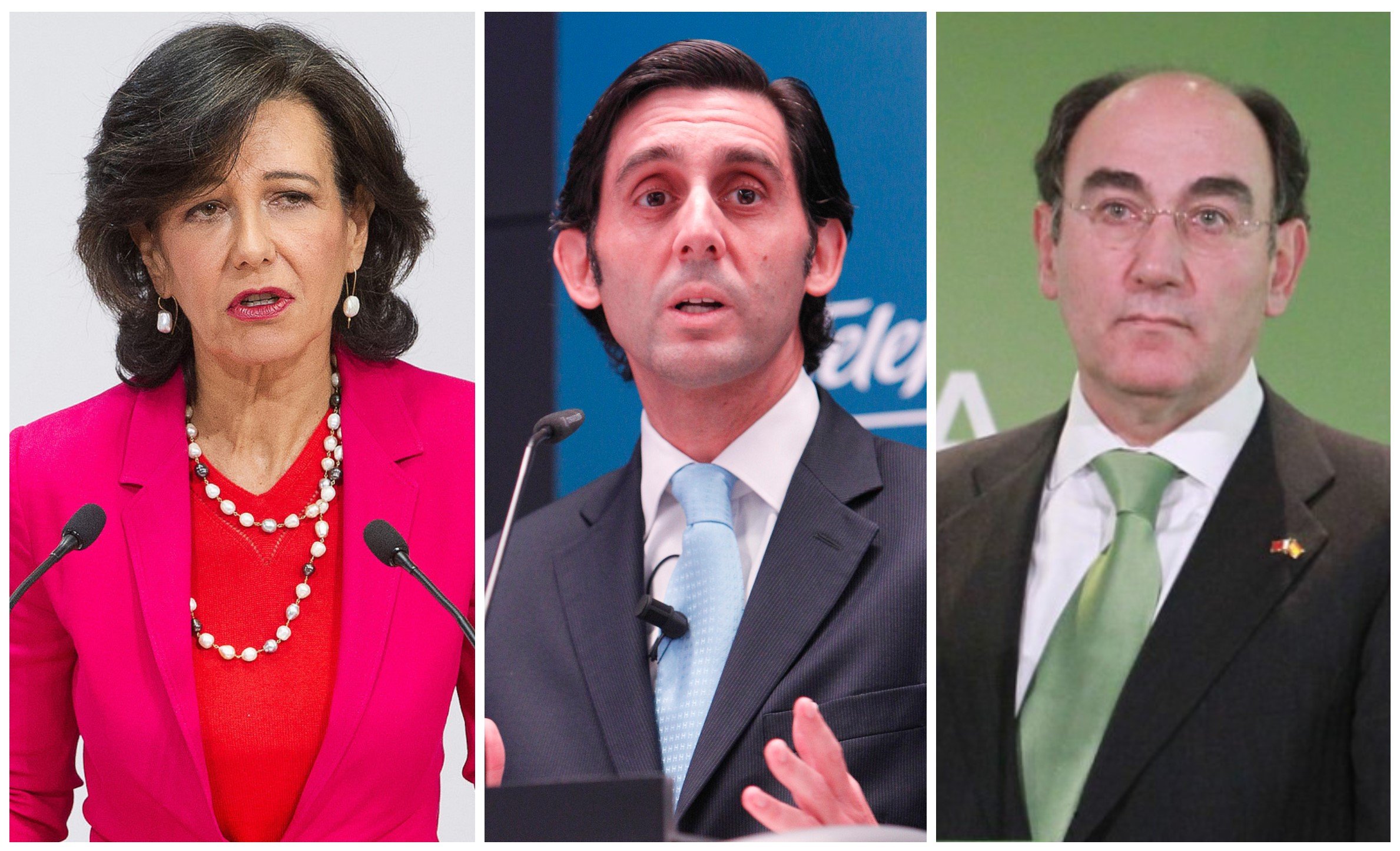 Ana Botín, José María Álvarez Pallete e Ignacio Sánchez Galán Ana Botín, José María Álvarez Pallete e Ignacio Sánchez Galán