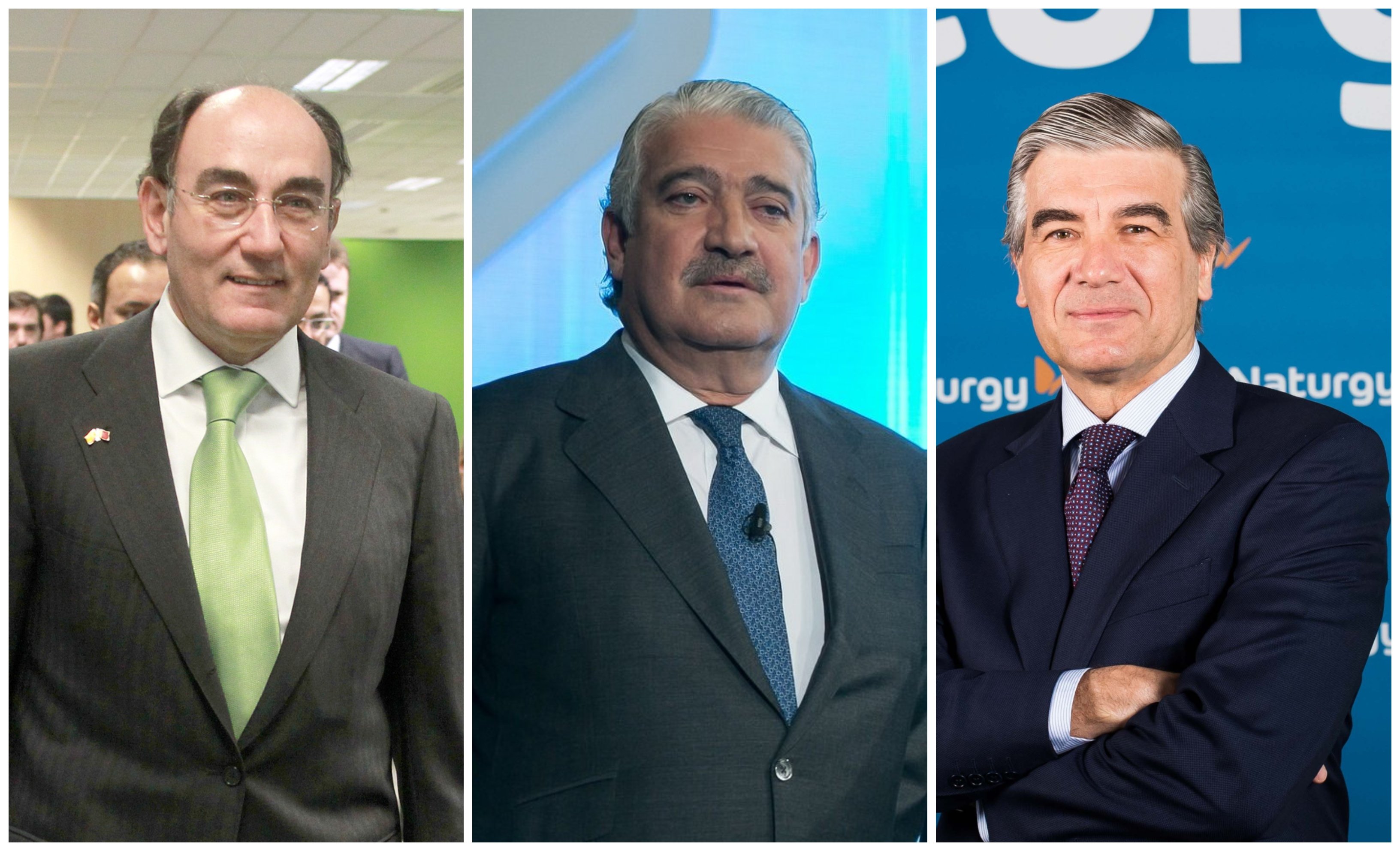 Sánchez Galán (Iberdrola); Bogas (Endesa); Reynés (Naturgy)