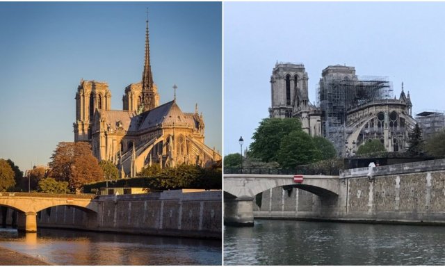 Notre Dame, antes y después del incendio