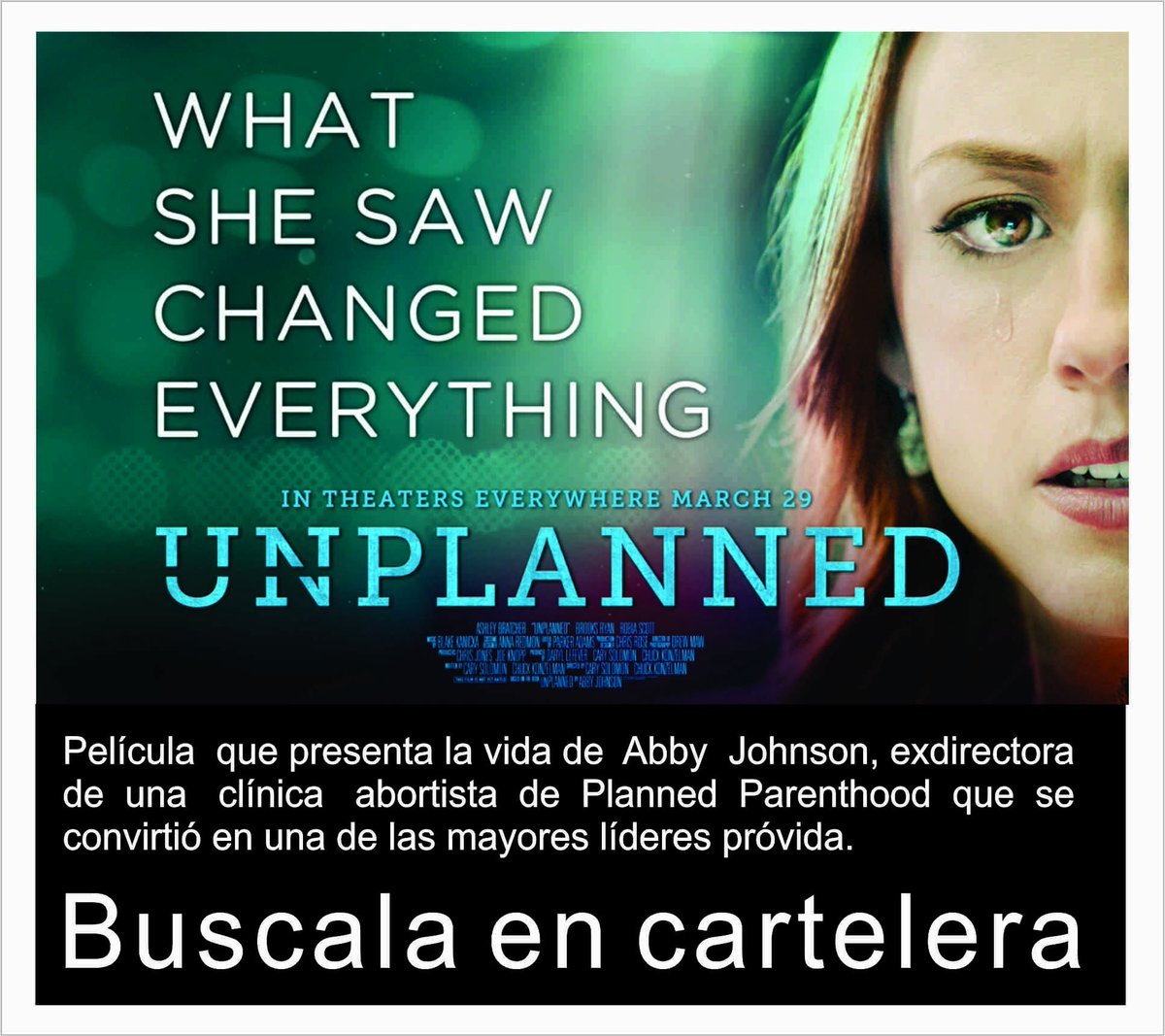 La protagonista de 'Unplanned', Abby Jhonson La protagonista de 'Unplanned', Abby Jhonson
