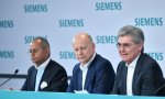 Michael Sen, CEO de la nueva Siemens Energy; Ralf P. Thomas, director financiero, y Joe Kaeser, presidente y CEO de Siemens