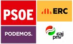 Logos PSOE, Podemos, ERC y PNV
