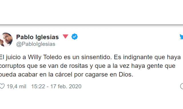 Iglesias apoya a Willy Toledo
