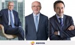 Suárez de Lezo, secretario del Consejo; Brufau, presidente; e Imaz, CEO de Repsol