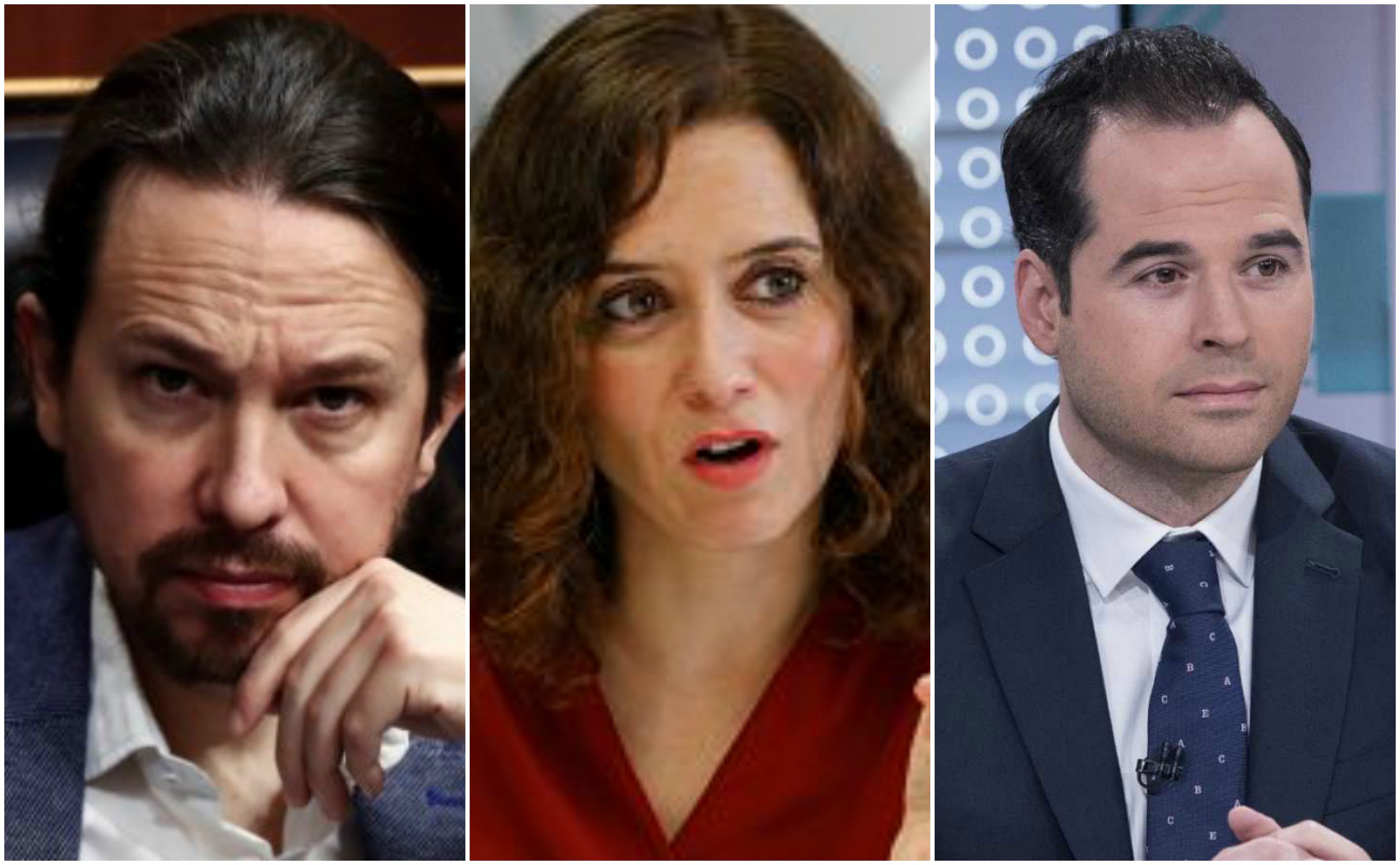 Iglesias, Ayuso y Aguado