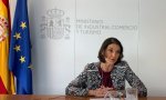 Reyes Maroto, ministra de Industria, Turismo y Comercio, en la videoconferencia con corresponsales extranjeros