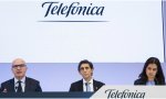 El presidente de Telefónica, José María Álvarez-Pallete, Ángel Vila, consejero Delegado y la directora financiera, Laura Abasolo