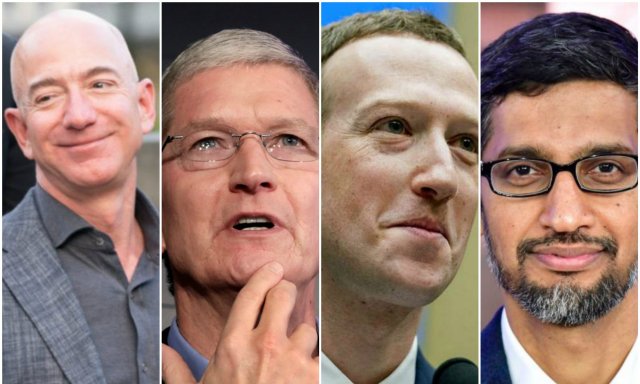 Bezos, Cook, Zuckerberg y Pichai, los respectivos CEOs de Amazon, Apple, Facebook y Google