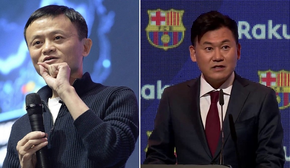 Jack Ma, fundador de Alibaba, e Hiroshi Mikitani, presidente y CEO de Rakuten, que es el principal patrocinador del Fútbol Club Barcelona
