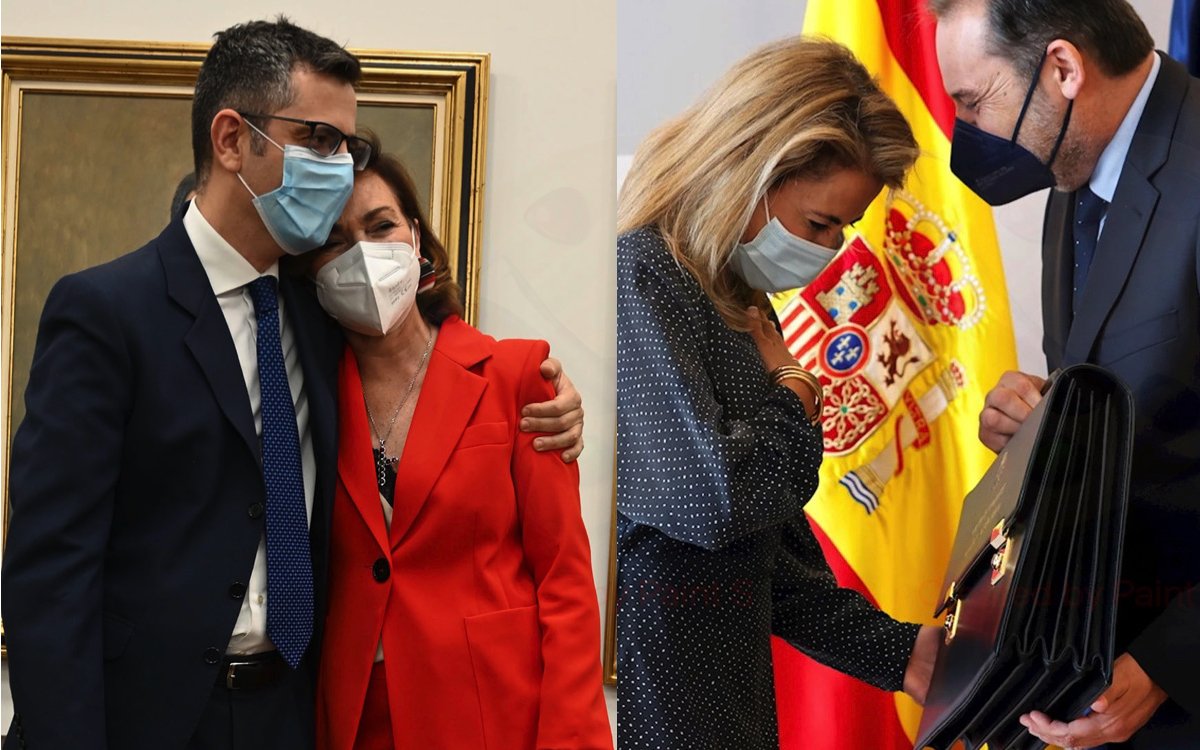 Carmen Calvo y Félix Bolaños, los amorosos en el ministerio de Presidencia, y Raquel Sánchez y José Luis Ábalos, en el ministerio de Transportes, Movilidad y Agenda Urbana Carmen Calvo y Félix Bolaños, los amorosos en el ministerio de Presidencia, y Raquel Sánchez y José Luis Ábalos, en el ministerio de Transportes, Movilidad y Agenda Urbana