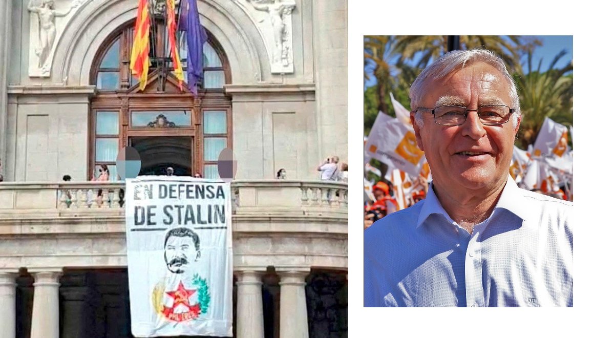 Una pancarta en defensa de Stalin en el Ayuntamiento de Valencia, pero Ribó no sabía nada. Hace años pasó en las Torres de Serranos