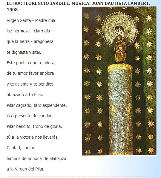 letra himno a la Virgen del Pilar