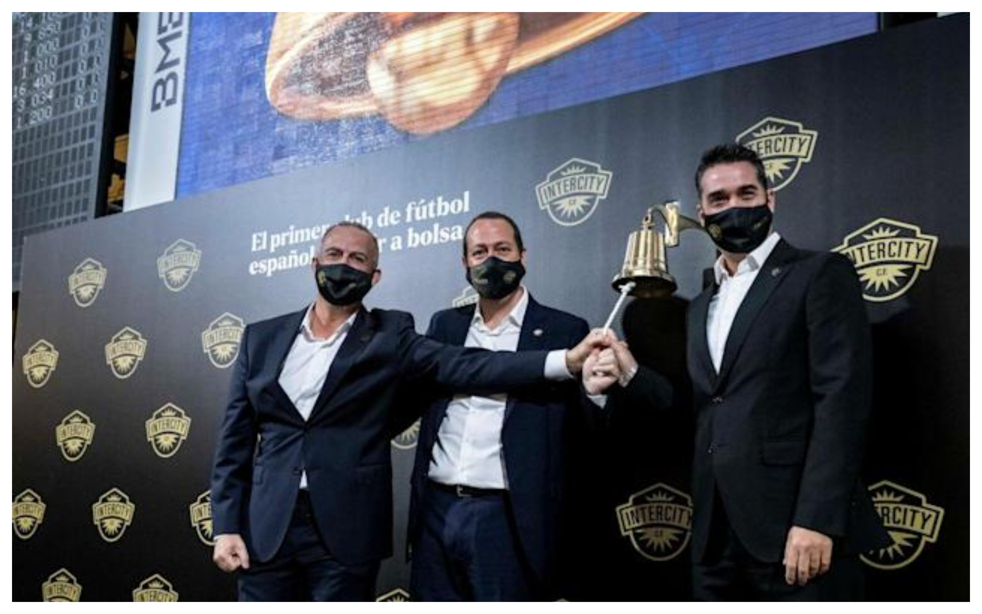 Directivos del Intercity tocan la campana en su estreno bursátil Directivos del Intercity tocan la campana en su estreno bursátil