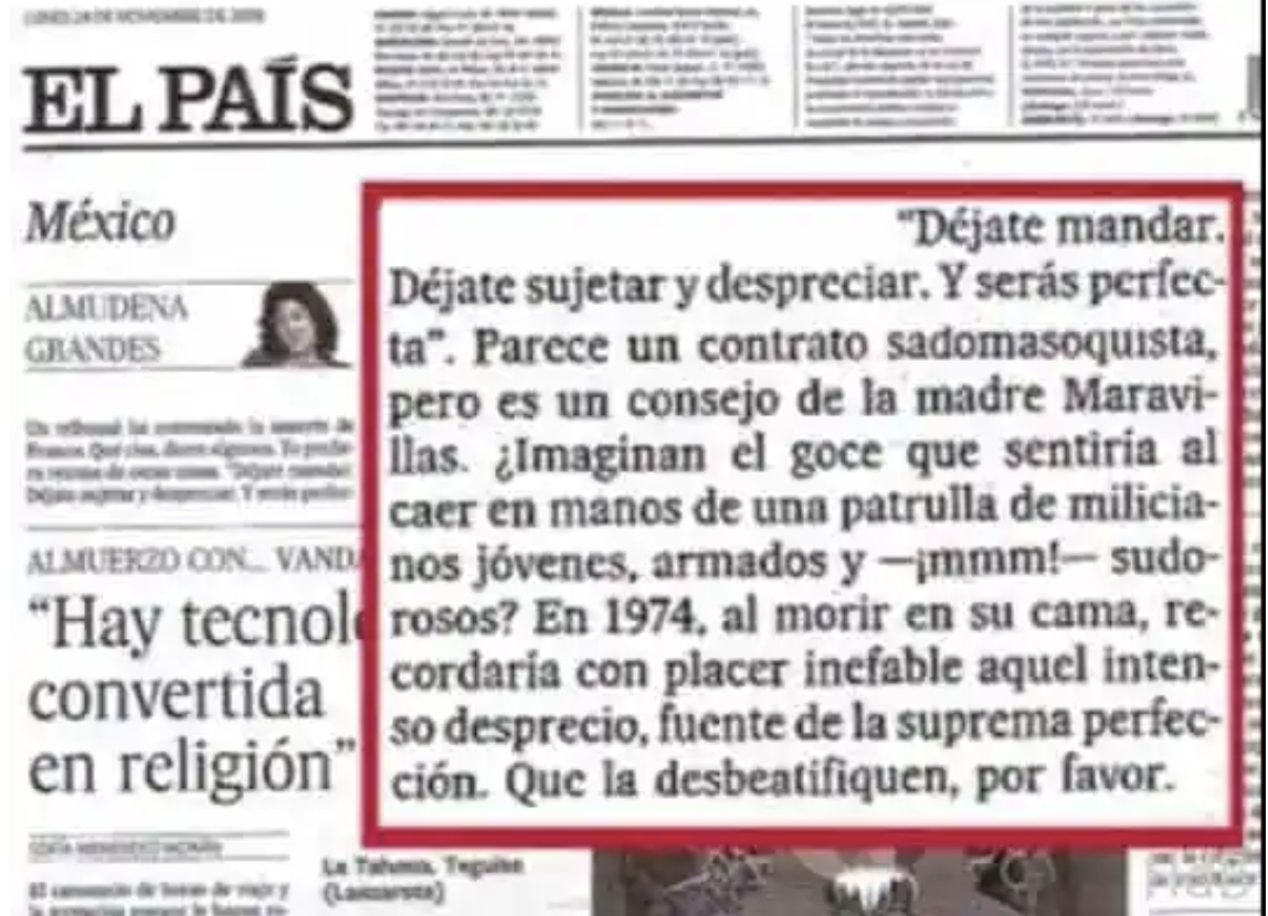 Lo que escribió Grandes sobre la Madre Maravillas... Lo que escribió Grandes sobre la Madre Maravillas...