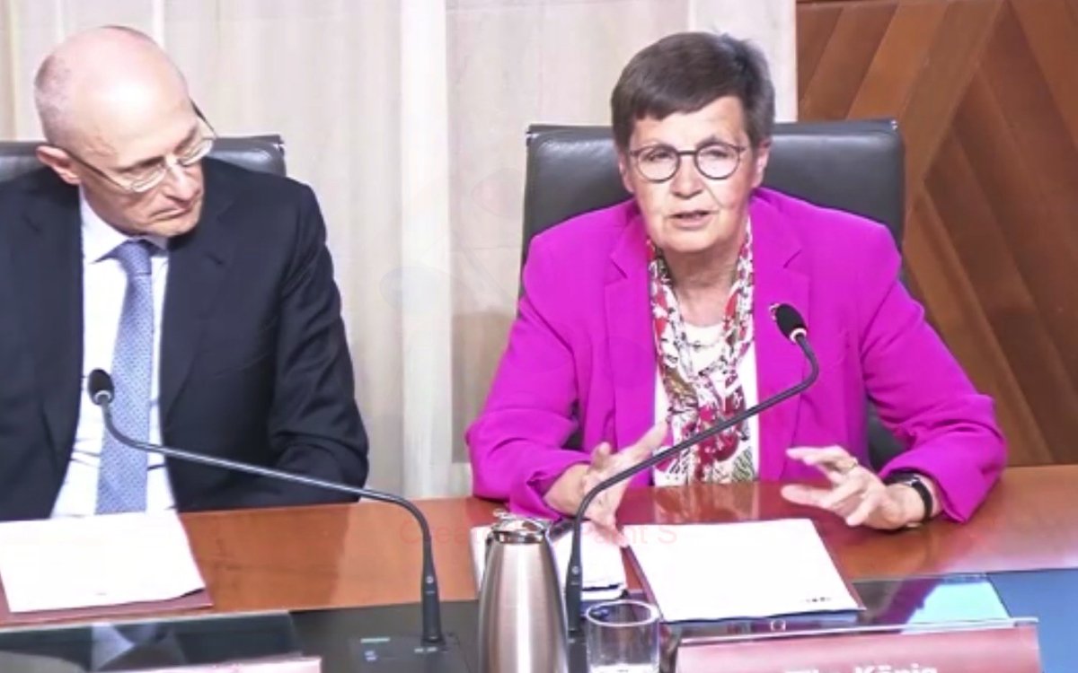 Elke König junto al presidente del Consejo de Supervisión del BCE, Andrea Enria Elke König junto al presidente del Consejo de Supervisión del BCE, Andrea Enria