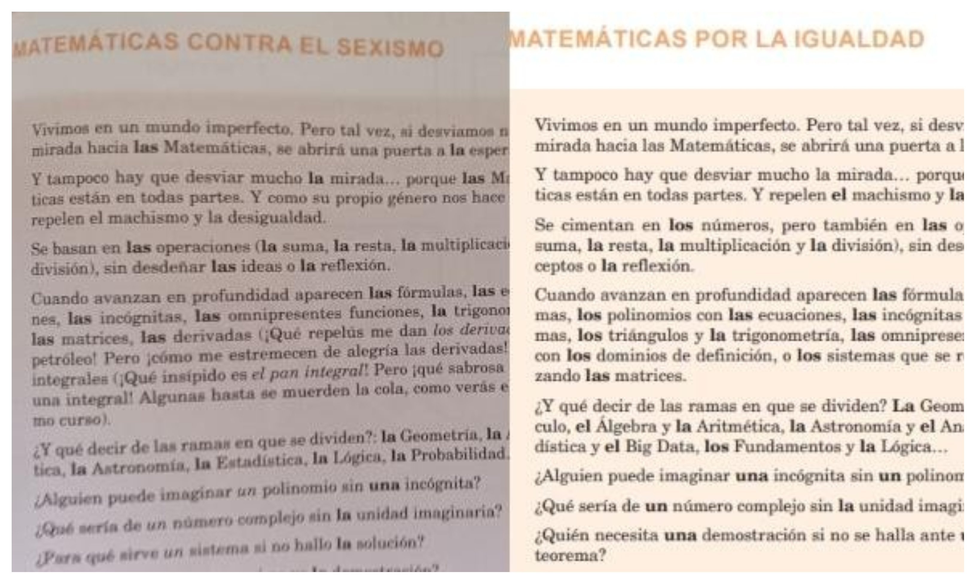 La modificación se ha realizado en un apartado que en un principio se titulaba «Matemáticas contra e