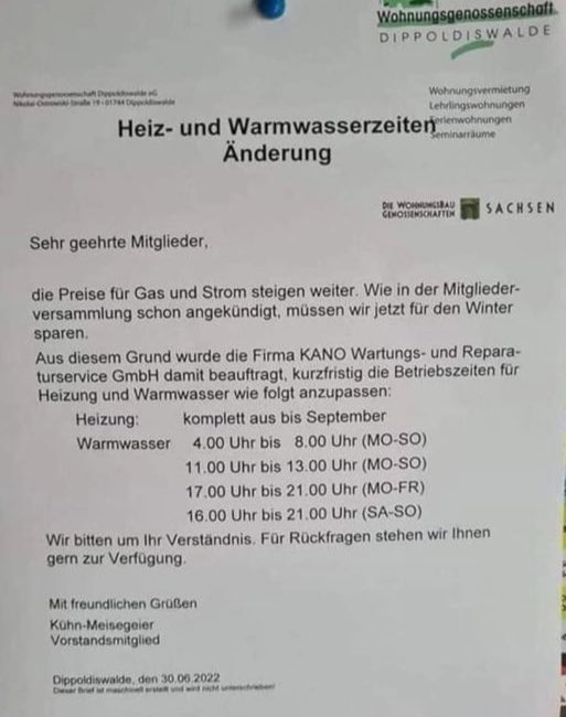 restricciones de agua caliente en Sajonia