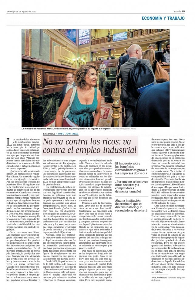 Artículo de Josu Jon Imaz en El País