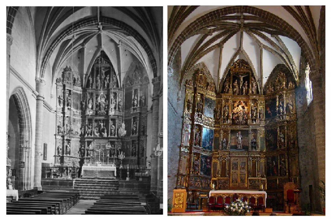 Retablo de la iglesia de Nuestra Señora de la Asunción de Colmenar Viejo antes y después de la Guerra Civil