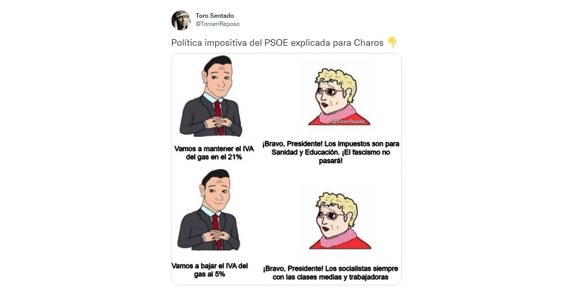 Sánchez rebaja el IVA del gas: política impositiva del PSOE explicada para Charos