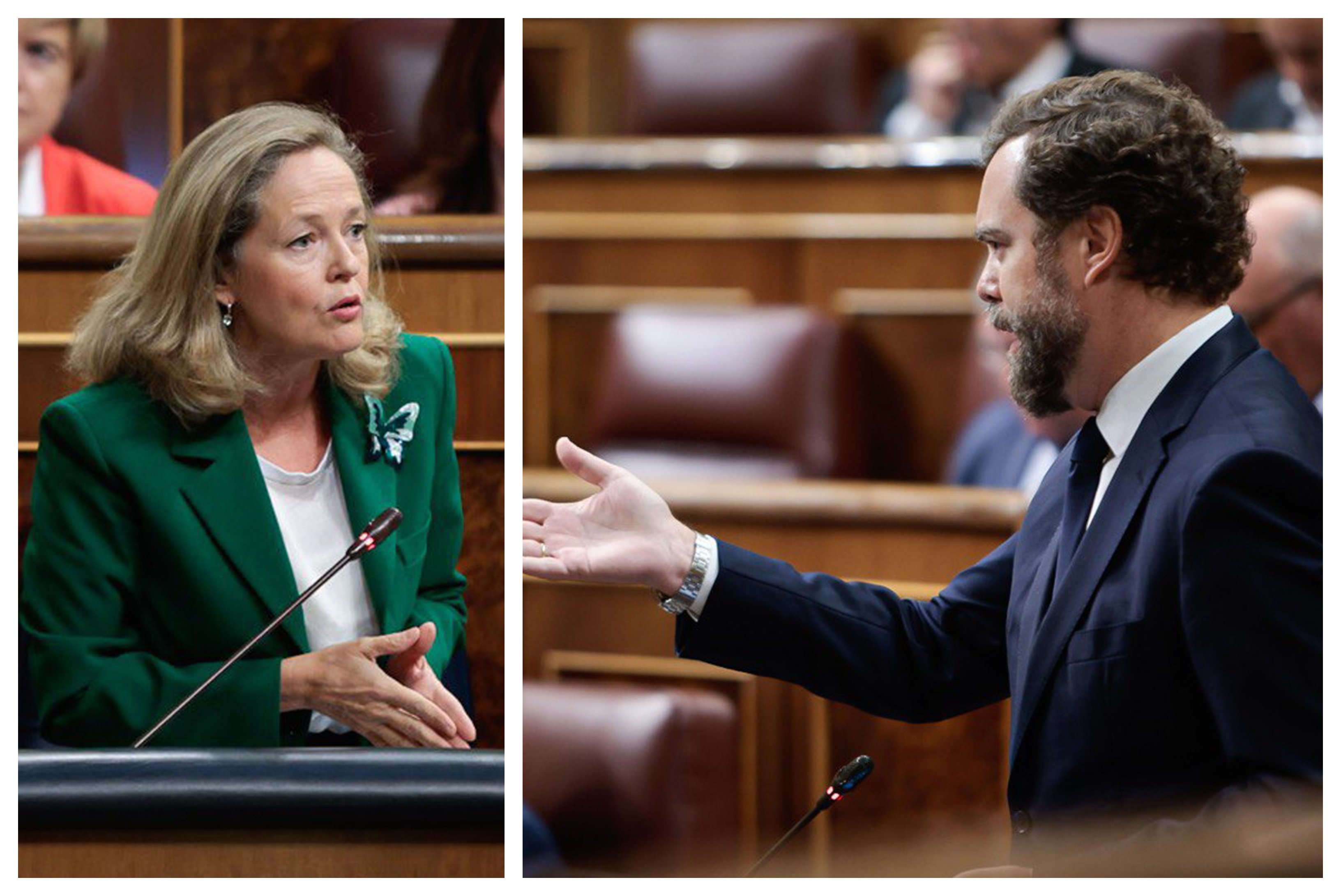 Iván Espinosa de los Monteros, le ha dicho a la vicepresidenta económica, Nadia Calviño: "Si ustedes hubieran hundido la economía española un 50% y al año siguiente hubiera crecido otro 50%, estaríamos un 25% abajo"