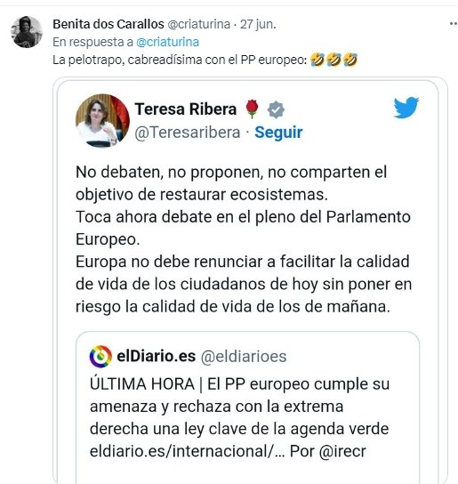 Ribera critica al Partido Popular Europeo (PPE)