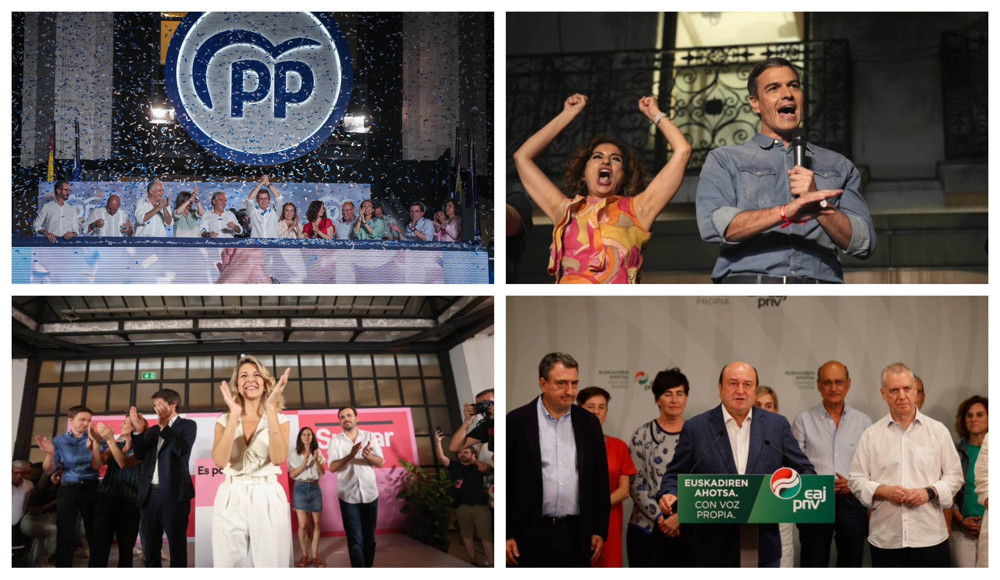 23-J. Reacciones: Feijóo no gobernará pero se empeña en pedir el apoyo del PSOE... mientras su público grita "Ayuso" 23-J. Reacciones: Feijóo no gobernará pero se empeña en pedir el apoyo del PSOE... mientras su público grita "Ayuso"