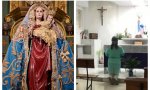 Así se encontraba vestida la imagen del Niño de la Virgen de Flores cuando ha sido robado y el manto. También ha sido profanado Ha sido profanado el Sagrario del Hospital de Puerto Real (Cádiz)